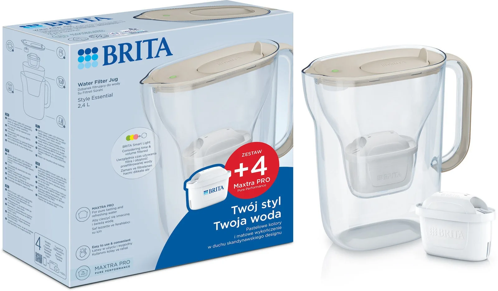 20260327124343_brita_style_essential_kanata_servirismatos_plastiki_me_filtro_2400ml_4tmch Brita Style Essential Κανάτα Σερβιρίσματος Πλαστική με Φίλτρο 2400ml 4τμχ - Image 1