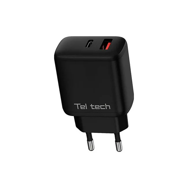 Teltech Φορτιστής Χωρίς Καλώδιο GaN με Θύρα USB-A και Θύρα USB-C 45W Μαύρος (TCH-03) - Image 1