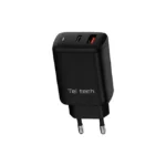 Teltech Φορτιστής Χωρίς Καλώδιο GaN με Θύρα USB-A και Θύρα USB-C 65W Power Delivery Μαύρος (TCH-05)