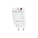 Teltech Φορτιστής Χωρίς Καλώδιο GaN με Θύρα USB-A και Θύρα USB-C 65W Λευκός (TCH-05)
