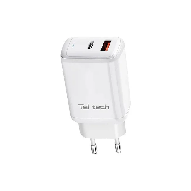 Teltech Φορτιστής Χωρίς Καλώδιο GaN με Θύρα USB-A και Θύρα USB-C 65W Λευκός (TCH-05) - Image 1