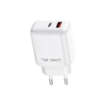 Teltech Φορτιστής Χωρίς Καλώδιο GaN με Θύρα USB-A και Θύρα USB-C 45W Power Delivery Λευκός (TCH-03)
