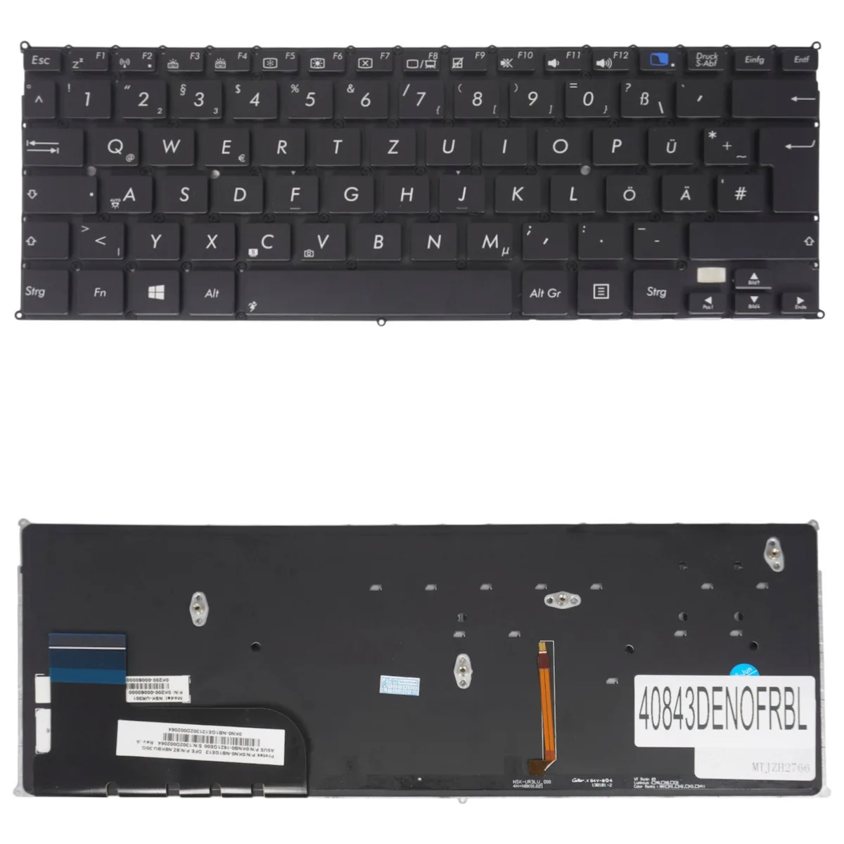 Deutsche Tastatur Für Laptop German Laptop Keyboard Asus Taichi 21 21-cw001h 21-cw001p 21-cw009h 21-cw002h 0knb0-1621uk00 0kn0-nb1ge13 9z.n8kbu.30g Nsk-ur30g De No Frame Backlight Black Κωδ.40843denofrbl - Image 1