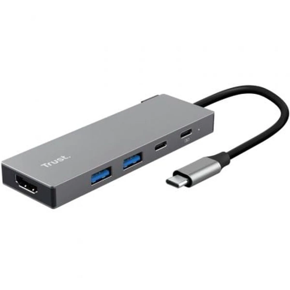 20260401111532_trust_hub_4_thyron_me_syndesi_usb_c_usb_a_gri_26062 Trust Hub 4 Θυρών με σύνδεση USB-C / USB-A Γκρι 26062 - Image 1