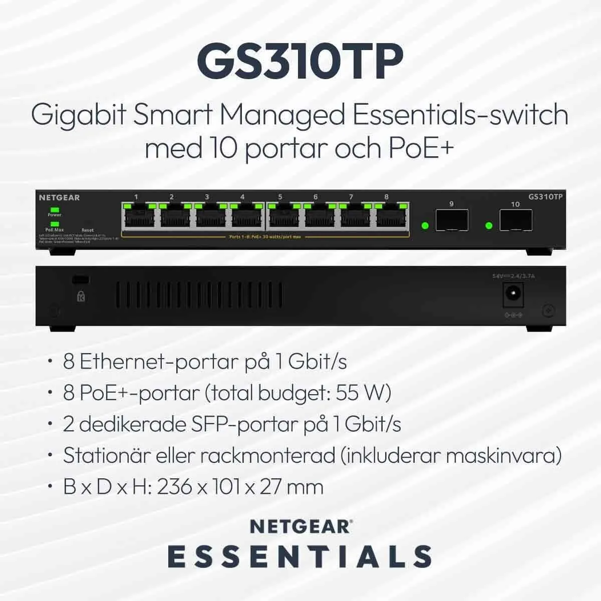 NetGear GS310TP-200EUS Managed L2 PoE+ Switch με 8 Θύρες Gigabit (1Gbps) Ethernet - Image 1