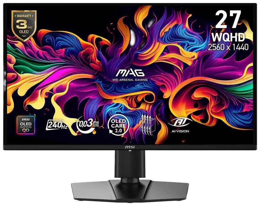 MSI MAG 274QP QD-OLED X24 QD-OLED HDR Monitor 26.5" QHD 2560x1440 240Hz με Χρόνο Απόκρισης 0.03ms GTG - Image 1
