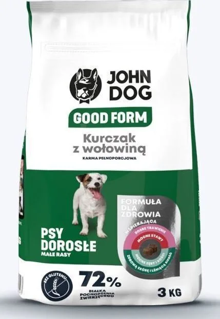 John Dog Good Form 3kg Ξηρά Τροφή για Ενήλικους Σκύλους Μικρόσωμων Φυλών με Κοτόπουλο και Βοδινό - Image 1