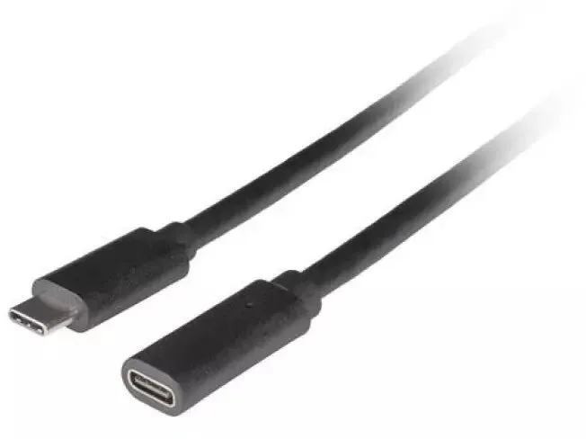 Lanberg USB 3.2 Cable USB-C male - USB-C female 100W PD Μαύρο 0.5m CA-USBE-20CC-0005-BK - Image 1