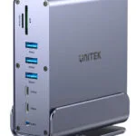 Unitek D1135A Dock / USB-C Docking Station με 4K PD Ethernet και σύνδεση 3 Οθονών Ασημί