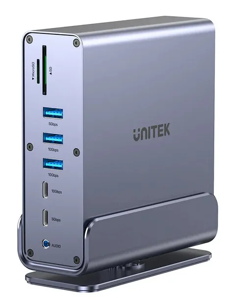 Unitek D1135A Dock / USB-C Docking Station με 4K PD Ethernet και σύνδεση 3 Οθονών Ασημί - Image 1