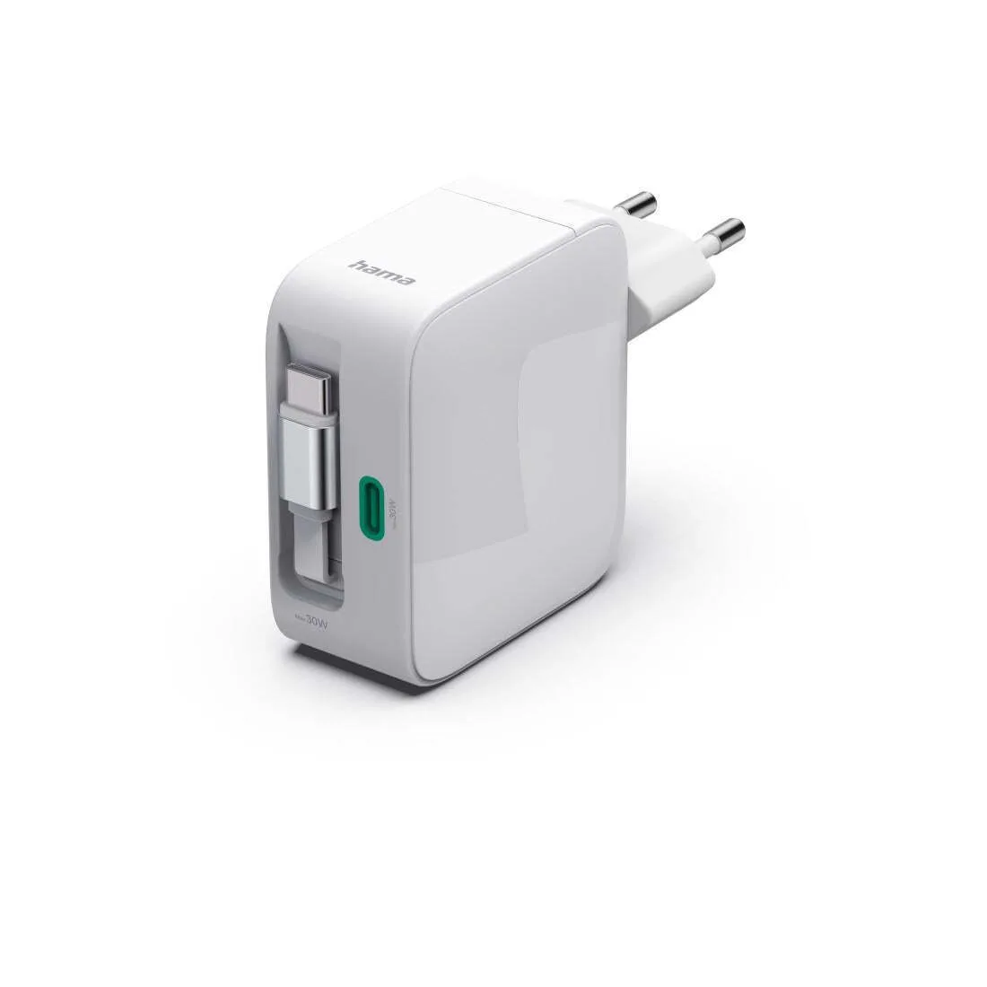 HAMA Φορτιστής GaN με Θύρα USB-C και Καλώδιο USB-C 30W Power Delivery / Quick Charge 2.0 Λευκός - Image 1