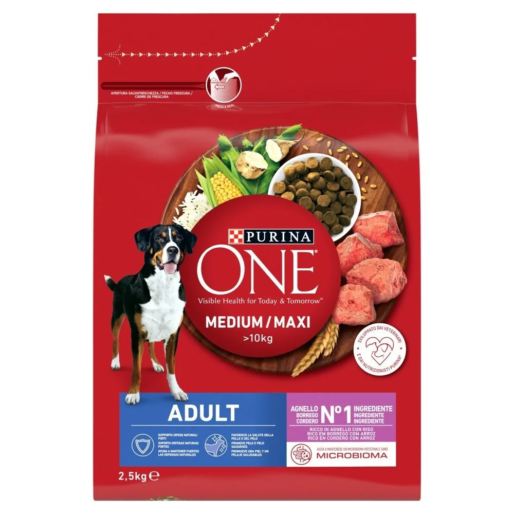 Purina One 2.5kg Ξηρά Τροφή για Ενήλικους Σκύλους Μεσαίων & Μεγαλόσωμων Φυλών με Αρνί και Ρύζι - Image 1