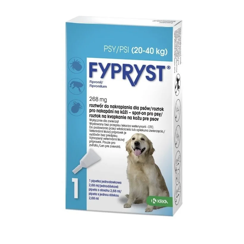 Fypryst 268mg L 20-40kg Drops Against Fleas Ticks Dogs – 1x2 68ml - Image 1