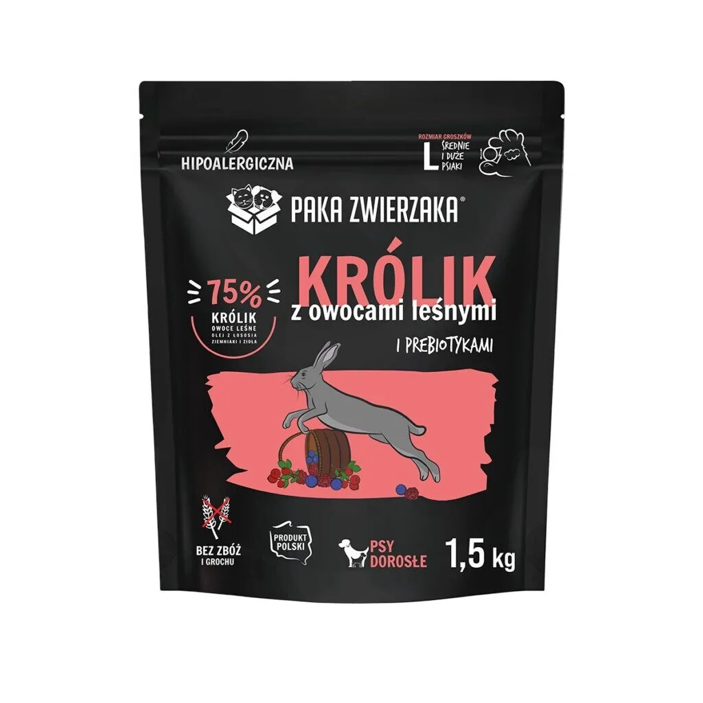 Paka Zwierzaka 1.5kg Ξηρά Τροφή Σκύλων Μεσαίων & Μεγαλόσωμων Φυλών χωρίς Σιτηρά με Κουνέλι και Λαγό - Image 1