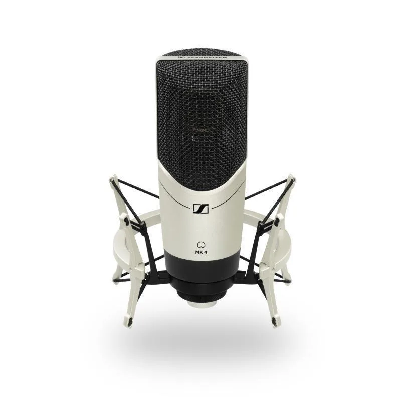 sennheiser-mk4-shock Sennheiser MK4 Σετ Πυκνωτικό Μικρόφωνο XLR Shock Mounted για Φωνητικά σε Ασημί Χρώμα - Image 1