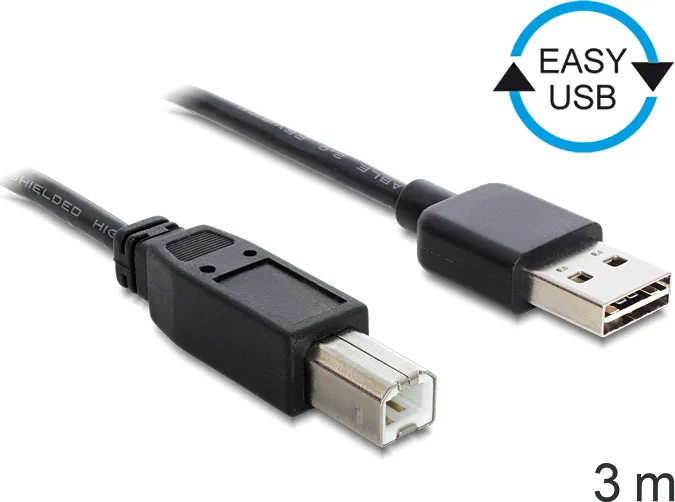 DeLock Easy USB 2.0 Cable USB-A male - USB-B male 3m (83360) - Image 1