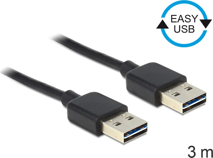 DeLock USB 2.0 Cable USB-A male - USB-A male Μαύρο 3m 83462 - Image 1