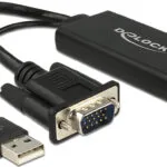 DeLock VGA to HDMI Adapter with Audio black Μετατροπέας USB-A / VGA male σε HDMI female 1τμχ
