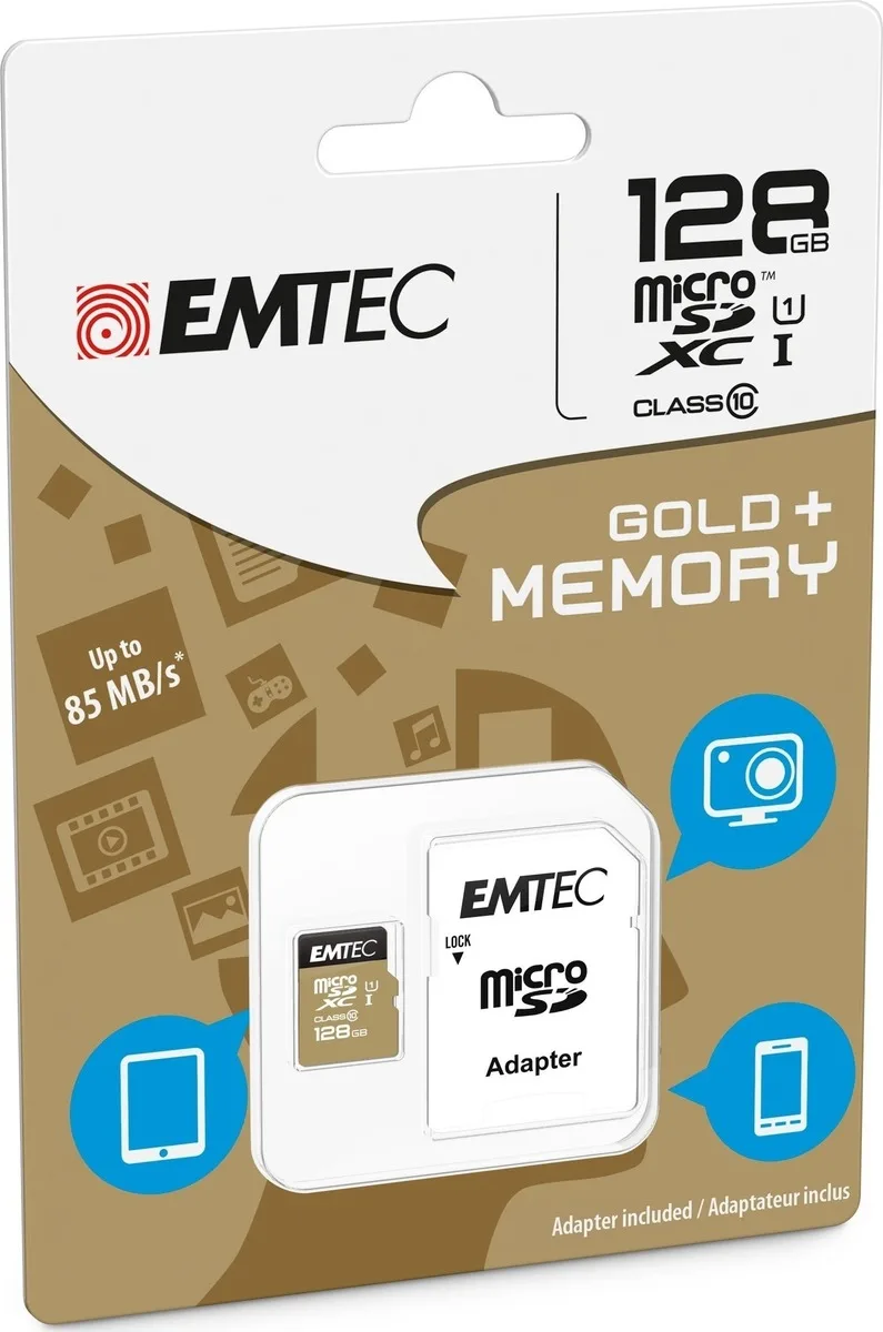 20160907163850_emtec_gold_microsdxc_128gb_u1_with_adapter.jpeg Emtec Gold+ microSDXC 128GB U1 UHS-I 85MB/s με αντάπτορα - Image 1