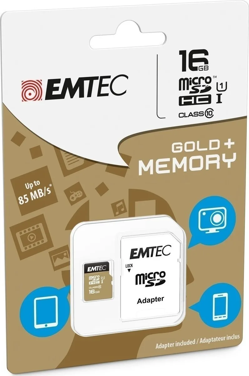 20160907164143_emtec_gold_microsdhc_16gb_u1_with_adapter.jpeg Emtec Gold+ microSDHC 16GB U1 UHS-I 85MB/s με αντάπτορα - Image 1