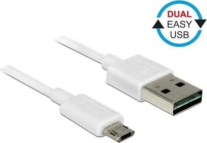 DeLock Regular USB 2.0 to micro USB Cable Λευκό 0.5m (84806) - Image 1