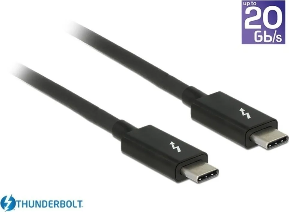20170210104544_delock_regular_usb_3_0_cable_usb_c_male_usb_c_male_1m_84845.jpeg DeLock Thunderbolt 3 Cable 100W Μαύρο 1m (84845) - Image 1