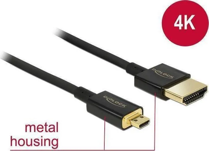 DeLock HDMI 2.0 Premium High Speed 4K 60Hz HDR Cable HDMI male - micro HDMI male 1.5m Μαύρο 84782 - Image 1