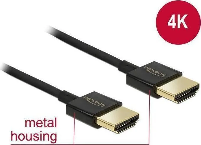 DeLock HDMI 2.0 Premium High Speed 4K 60Hz HDR Cable HDMI male - HDMI male 0.5m Μαύρο 84786 - Image 1