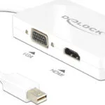 DeLock Μετατροπέας DisplayPort male σε DVI-D / HDMI / VGA female Λευκό 1τμχ 62630