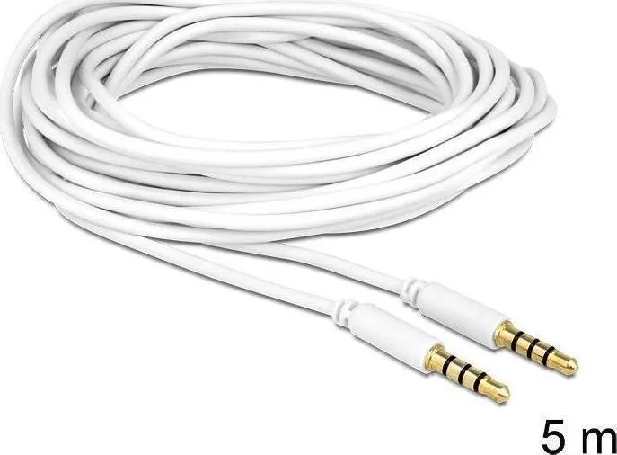 20170531125308_delock_cable_3_5mm_male_3_5mm_male_5m_83443.jpeg DeLock Καλώδιο Ήχου TRRS 3.5mm male - 3.5mm male Λευκό 5m 83443 - Image 1
