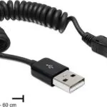 DeLock Spiral USB 2.0 to micro USB Cable Μαύρο 0.6m (83164)