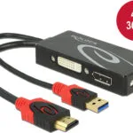 DeLock Μετατροπέας HDMI / USB-A male σε DVI-D / DisplayPort / VGA female (62959)