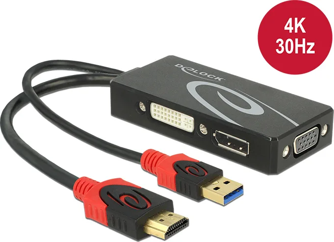 DeLock Μετατροπέας HDMI / USB-A male σε DVI-D / DisplayPort / VGA female (62959) - Image 1