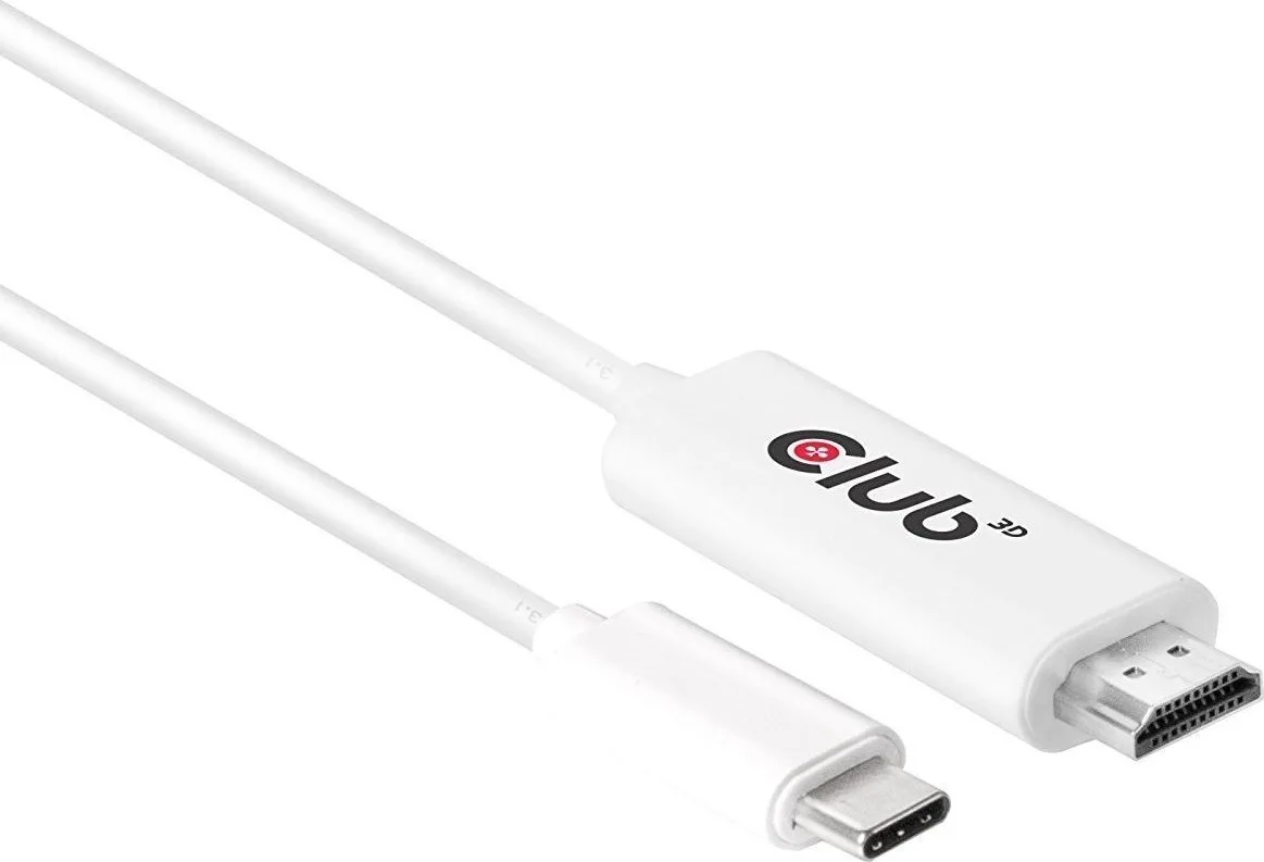 20171127123443_club_3d_regular_usb_3_1_cable_usb_c_male_hdmi_male_leyko_1_8m_cac_1514.jpeg Club3D HDMI 2.0 Premium High Speed 4K 60Hz HDR Cable HDMI male - USB-C male 1.8m Λευκό CAC-1514 - Image 1