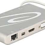 DeLock USB-C Docking Station με HDMI/DisplayPort 4K PD Ethernet και συνδεση 2 Οθονών Ασημί (87298)