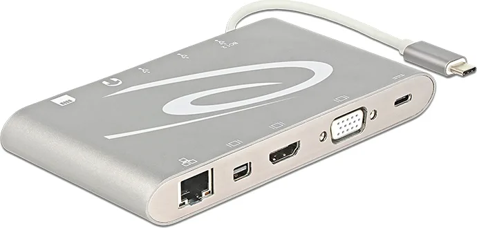 DeLock USB-C Docking Station με HDMI/DisplayPort 4K PD Ethernet και συνδεση 2 Οθονών Ασημί (87298) - Image 1