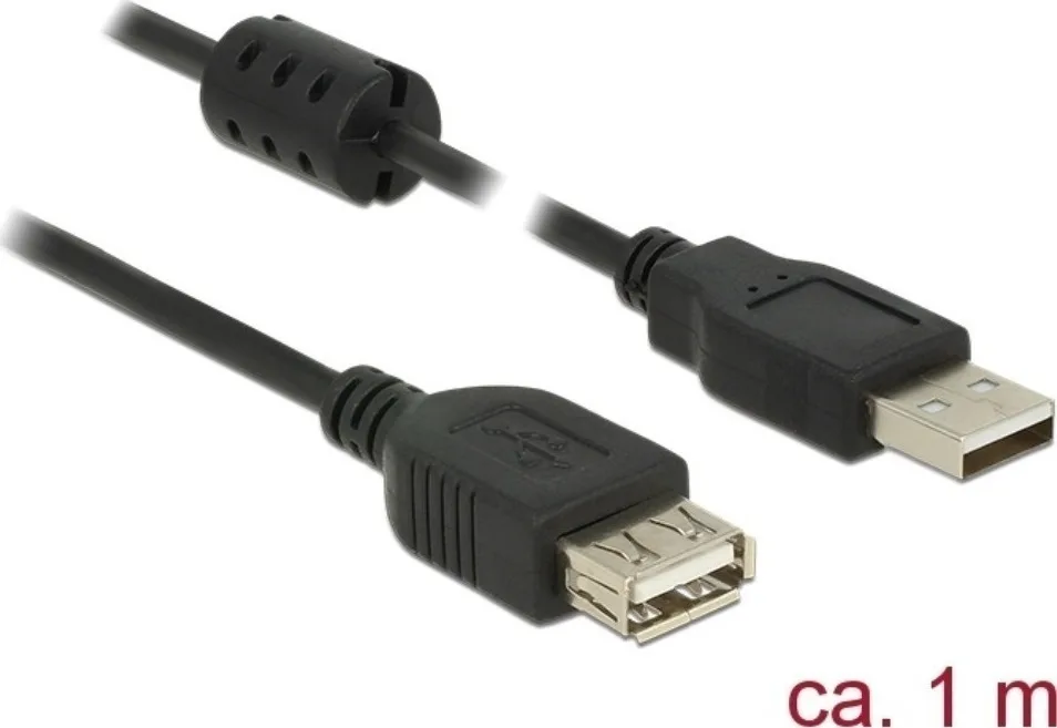 20171211115817_delock_usb_2_0_cable_usb_a_male_usb_a_female_1m_84883.jpeg DeLock USB 2.0 Cable USB-A male - USB-A female 1m (84883) - Image 1