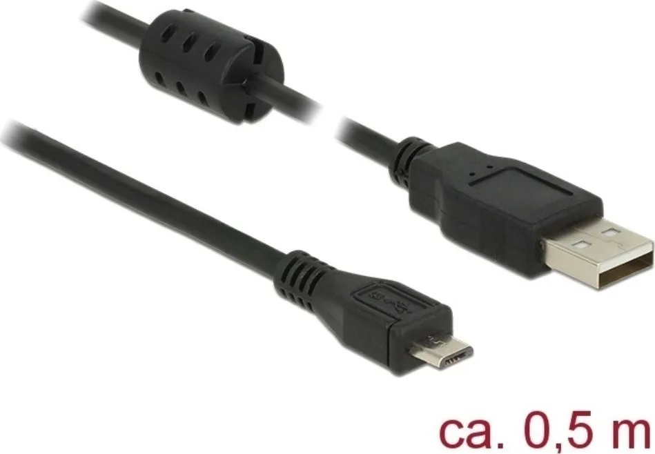 DeLock Regular USB 2.0 to micro USB Cable Μαύρο 0.5m (84900) - Image 1