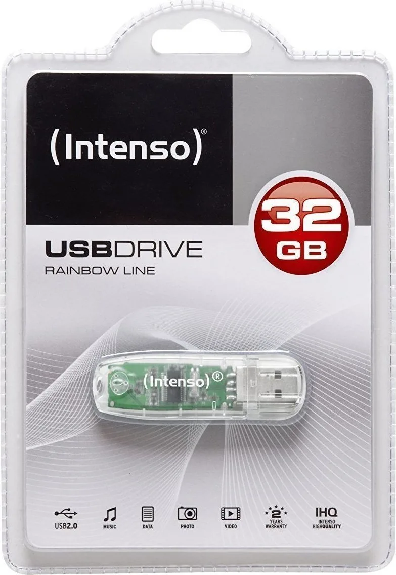 20171227170733_7a79e8c0.jpeg Intenso Rainbow Line 32GB USB 2.0 Stick Γκρι - Image 1