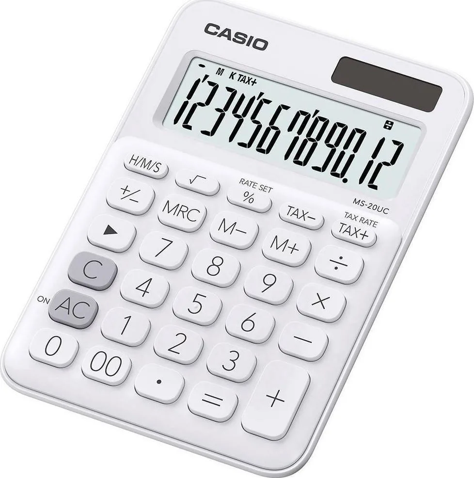 20180322173430_casio_ms_20uc_we.jpeg Casio MS-20UC Αριθμομηχανή Λογιστική 12 Ψηφίων σε Λευκό Χρώμα MS-20UC-WE - Image 1