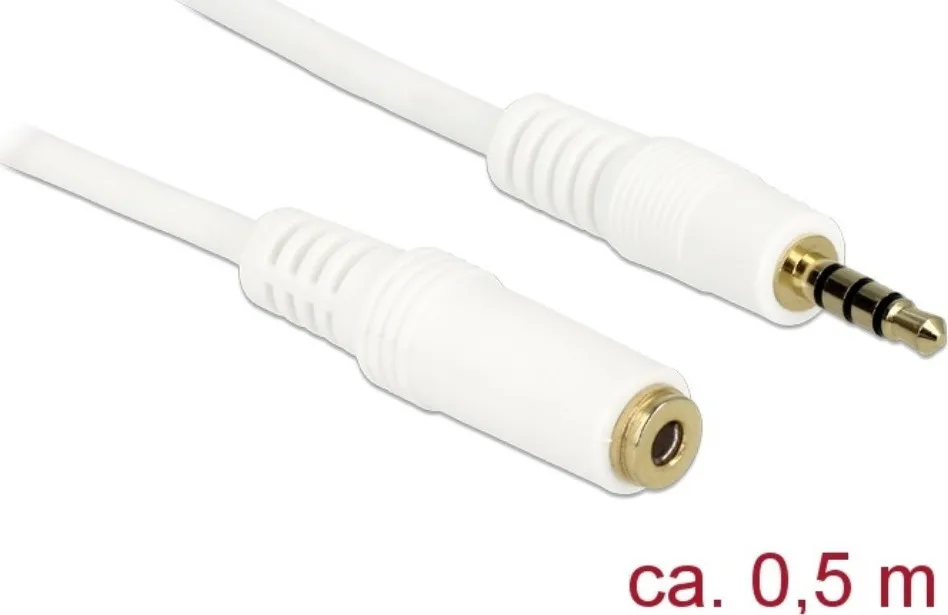 DeLock Καλώδιο Ήχου TRRS 3.5mm male - 3.5mm female Λευκό 0.5m 84717 - Image 1