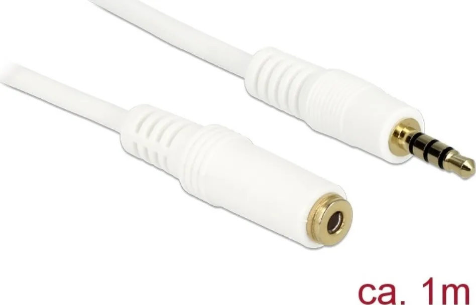 20181011153950_delock_cable_3_5mm_male_3_5mm_female_1m_84480.jpeg DeLock Καλώδιο Ήχου TRRS 3.5mm male - 3.5mm female Λευκό 1m 84480 - Image 1