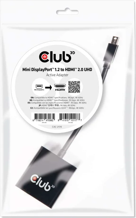 20181213145559_club3d_mini_displayport_male_hdmi_female_cac_2170.jpeg Club3D Μετατροπέας mini DisplayPort male σε HDMI female 1τμχ CAC-2170 - Image 1