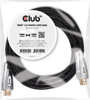 Club3D HDMI 2.0 Premium High Speed 4K 60Hz HDR Braided Cable HDMI male - HDMI male 5m Μαύρο CAC-2312 - Image 1
