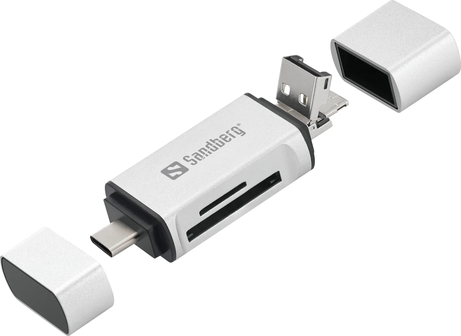 20190304145748_sandberg_usb_c_usb_microusb.jpeg Sandberg Card Reader micro USB USB 3.0 Type-C για SD/microSD Λευκό (136-28) - Image 1