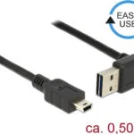 DeLock USB 2.0 Cable USB-A male - mini USB-B male Μαύρο 0.5m 85184