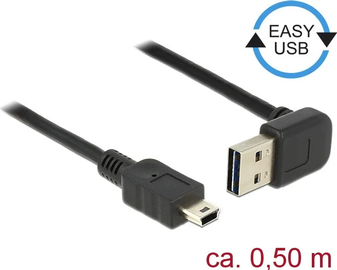 DeLock USB 2.0 Cable USB-A male - mini USB-B male Μαύρο 0.5m 85184 - Image 1