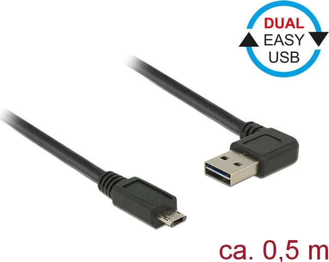 DeLock Regular USB 2.0 to micro USB Cable Μαύρο 0.5m 85164 1τμχ - Image 1