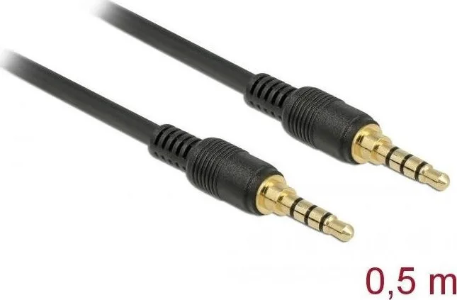DeLock Καλώδιο Ήχου TRRS 3.5mm male - 3.5mm male Μαύρο 0.5m 85592 - Image 1
