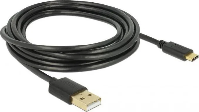DeLock Cable USB 2.0 Cable USB-C male - USB-A Μαύρο 3m 85209 - Image 1
